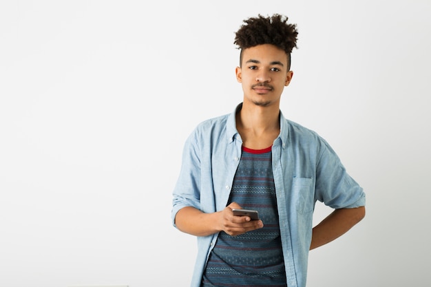 Free photo portrait of young handsome black man on white