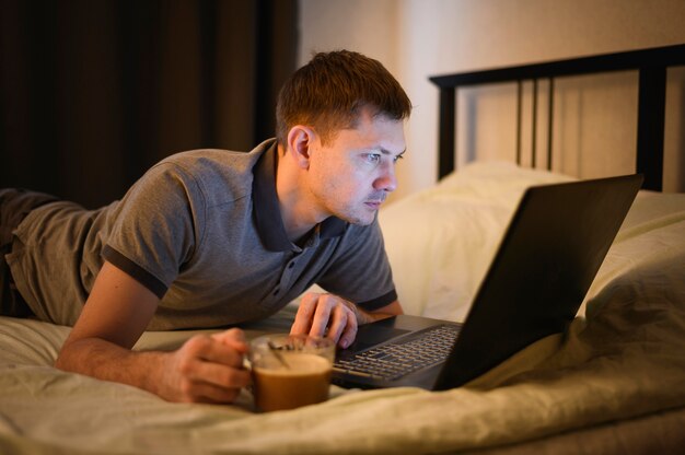 Portrait of young man doing work from home