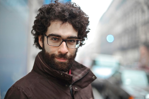 portrait of young man in the street