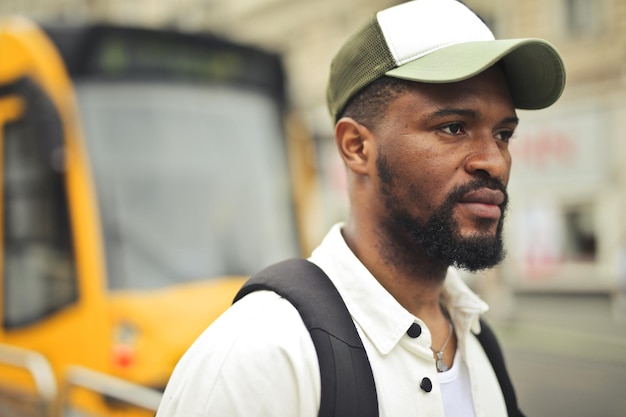 portrait of young man in the street