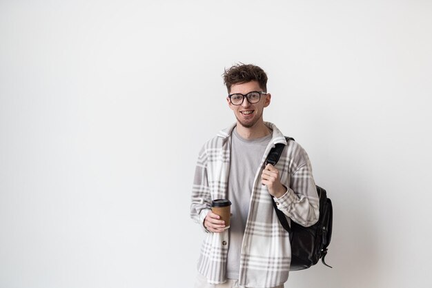 Portrait of a young man on white background