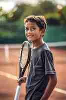 Free photo portrait of young person playing professional tennis