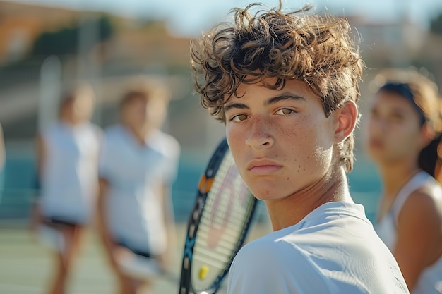 Foto gratuita ritratto di un giovane che gioca a tennis professionistico