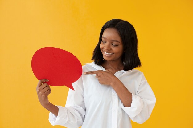 Portrait of young person with thought bubble