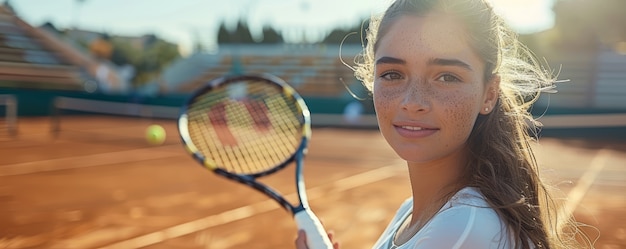Портрет молодого игрока, занимающегося теннисом