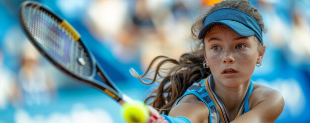 Portrait of young player practicing tennis