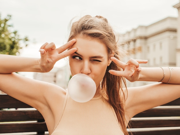 Portrait of young playful hipster female