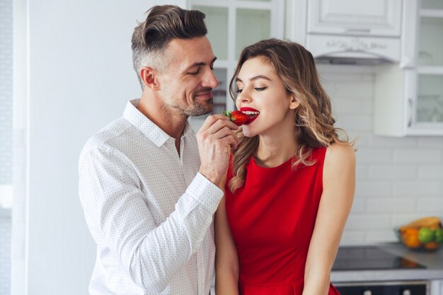 Portrait of a young romantic smart dressed couple