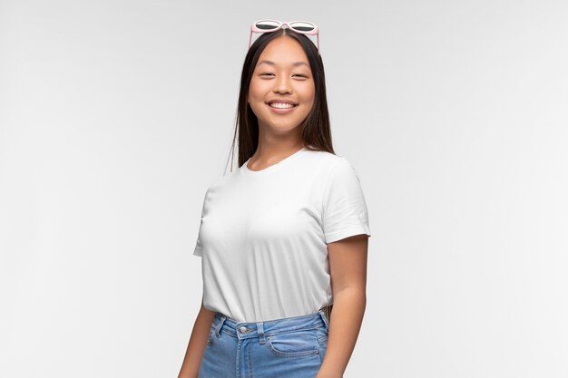 Portrait of young teenage girl with cool sunglasses