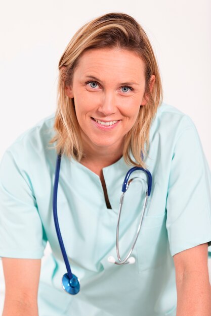 Portrait of young woman doctor in hospital