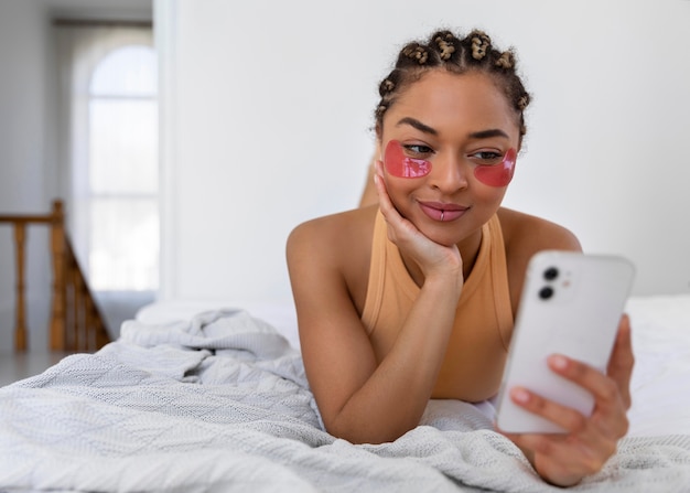 Portrait of young woman doing her beauty routine at home