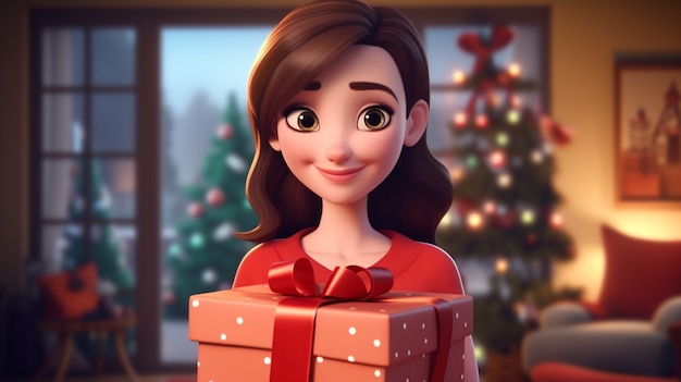 Free photo portrait of young woman during christmas celebrations