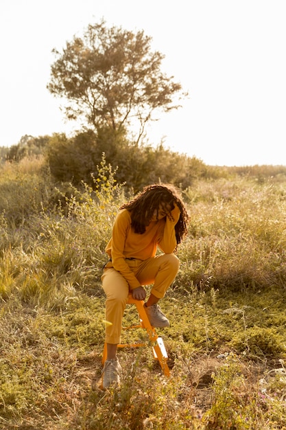 Portrait of young woman in the fields