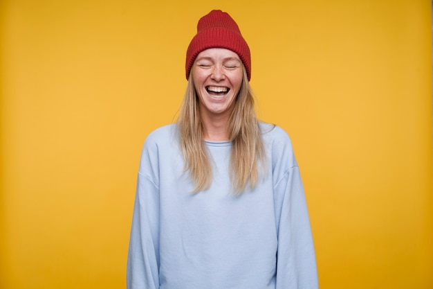 Portrait of a young woman looking happy