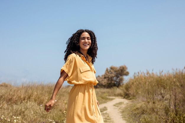 Portrait of young woman in nature