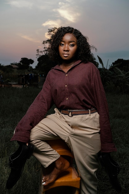 Portrait young woman posing