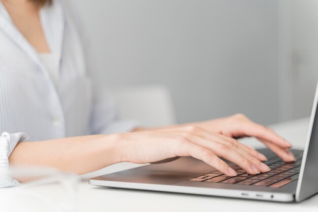 Portrait of young woman scientist working