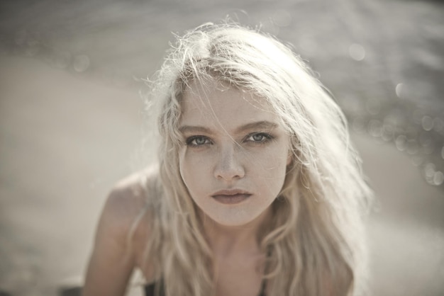 portrait of a young woman at the sea