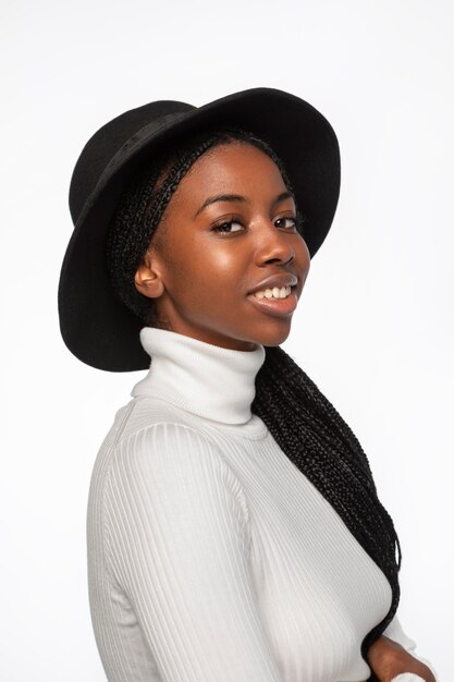 Portrait of young woman smiling isolated