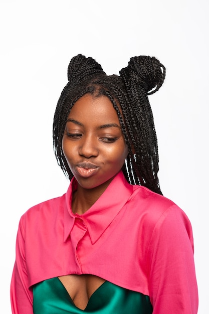 Portrait of young woman smiling isolated