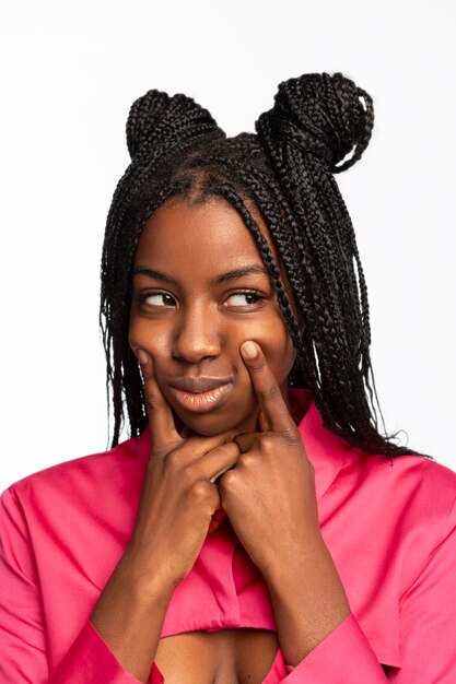 Portrait of young woman smiling isolated