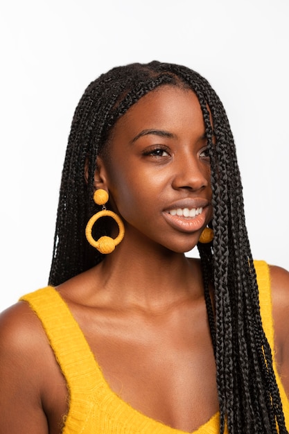 Portrait of young woman smiling isolated