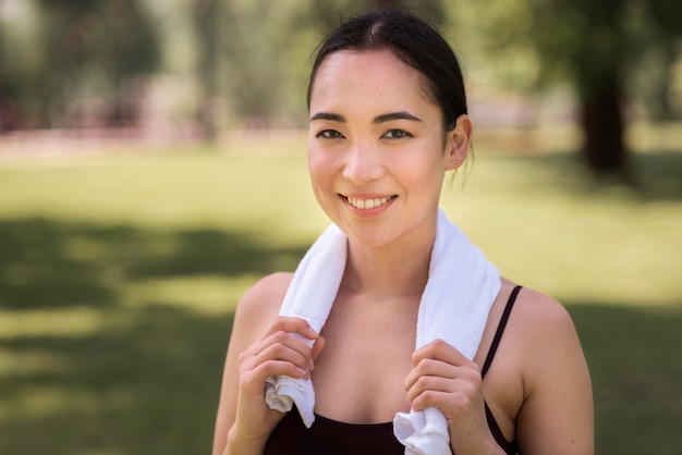 Portrait of young woman smiling