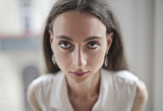 portrait of young woman with serious expression