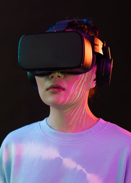 Portrait young woman with vr glasses