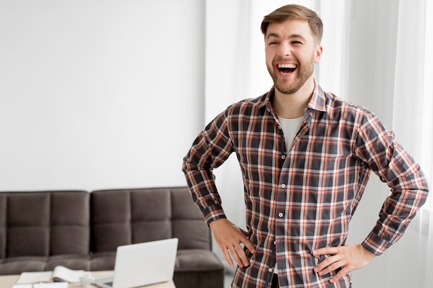 Portrat young man laughing