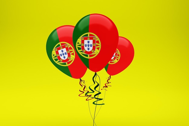 Бесплатное фото Воздушные шары с флагом португалии