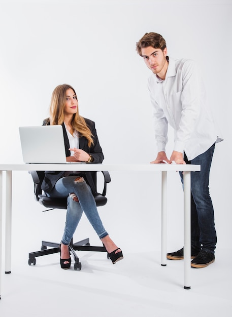 Posing in the office