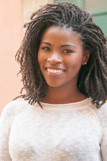 Free photo positive cheerful afro american student girl