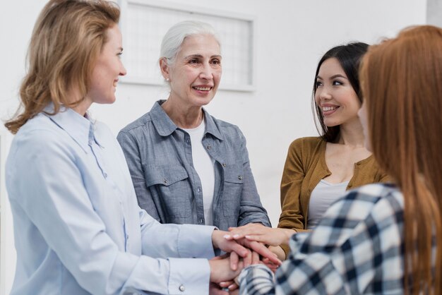 Positive group of women happy together