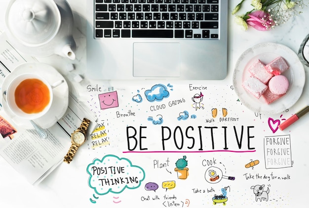 Positivity message cartoon illustrations concept