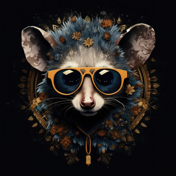 Free Photo possum with flowers in studio