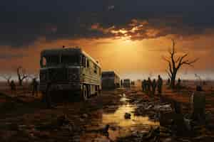 Free photo post apocalyptic scenery background