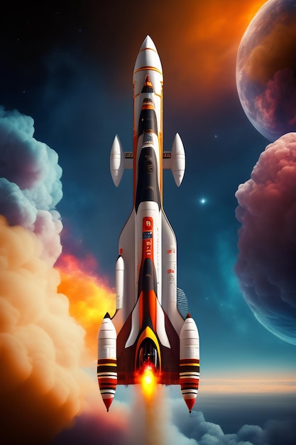 A poster for a space rocket with the letters j and c on it