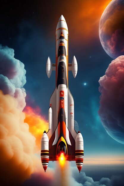 Плакат космической ракеты с буквами j и c на нем