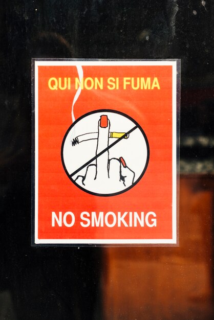 Poster with symbol and text No Smoking