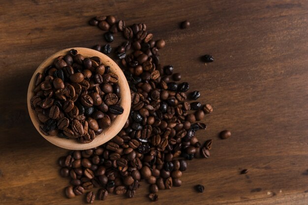 Pot with coffee beans