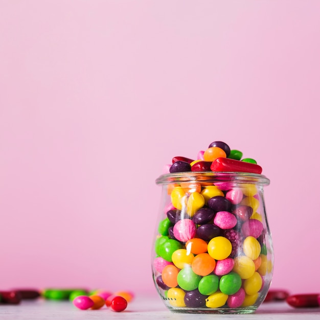 Pot with tasty sweets