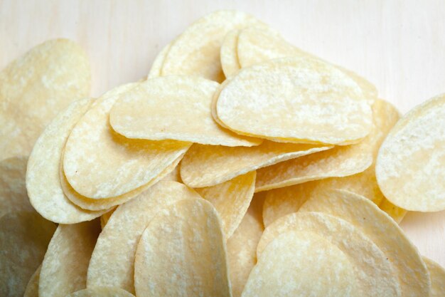 Potato chips in bowl on a table