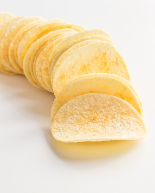 potato chips isolated on white background