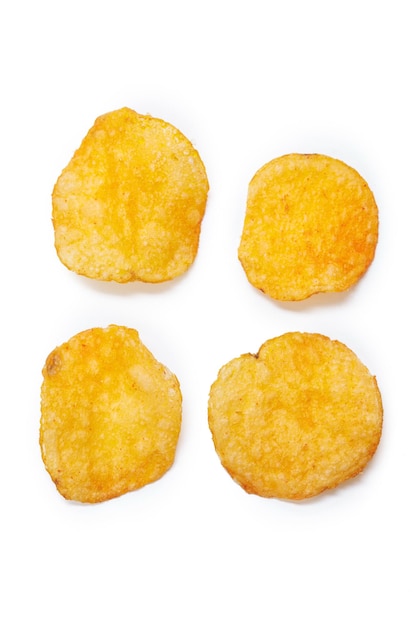 Free photo potato chips isolated on white background