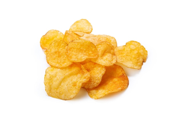 Potato chips isolated on white background