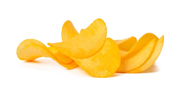 Free photo potato chips isolated on white background