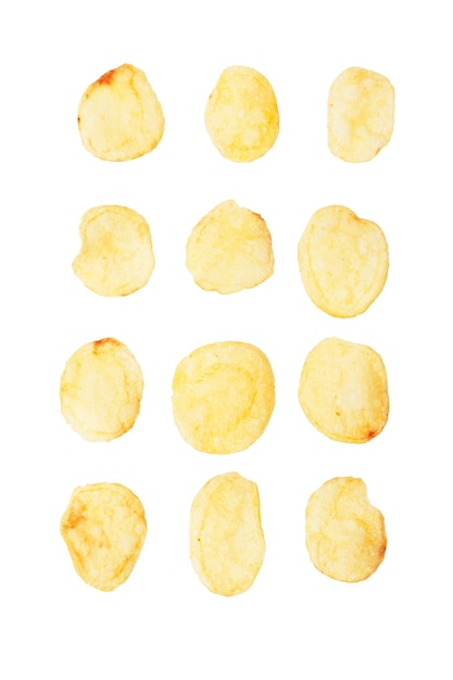 Free photo potato chips isolated on white