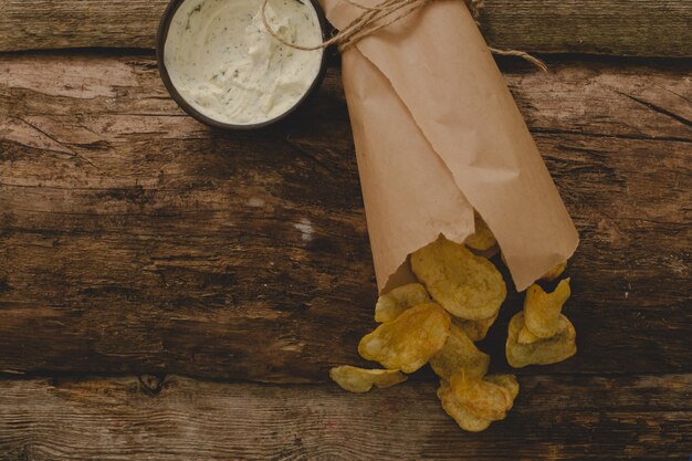 Potato chips on the table