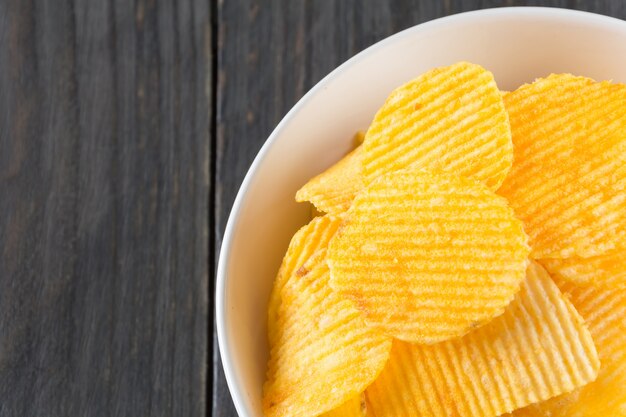 potato fried rippled salty closeup